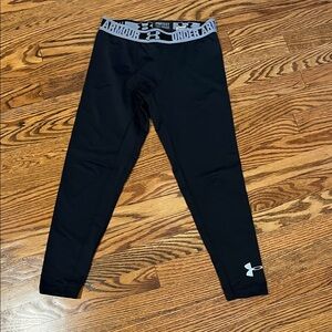 Under Armour Boys Black Leggings with Gray Waistband